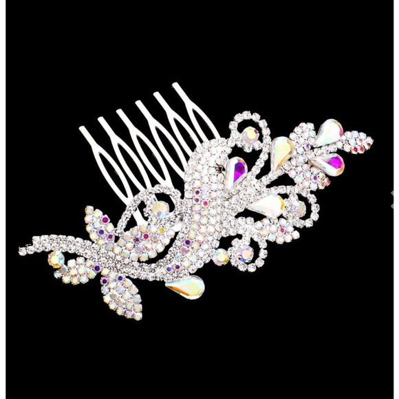 Christina Collection Aurora Borealis ornate hair comb.wedding prom special event - Picture 3 of 8